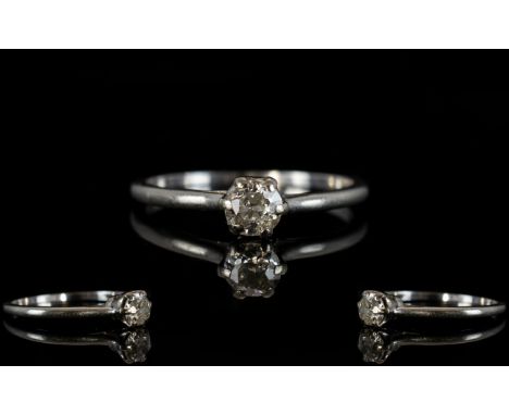 Platinum Set Single Stone Diamond Ring. Marked platinum, the diamond of good colour and clarity.  Diamond estimated weight 0.