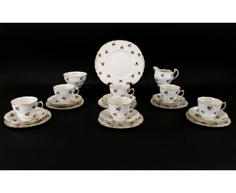 Colclough Fine Bone China Part Tea Service To include six side plates, cups and saucers, milk jug, cake plate, sugar bowl eac