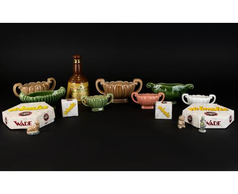 A Small Mixed Group Of Mostly Wade Ceramic Items To include two Wade card boxes containing whimsies, seven Wade glazed gondol