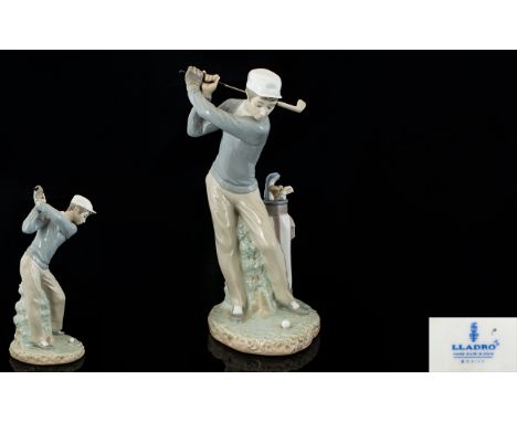 Lladro Porcelain Figurine ' Golfer ' Model No 4824. Issued 1972 - Height 10.5 Inches - 26.5 cm. 1st Quality &amp; Mint Condit