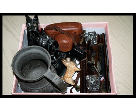 Mixed Lot Of Collectables To Include Halina 35x Film Camera, Beswick Cairn Terrier Figure, Wooden Scottish Terrior Book Ends,