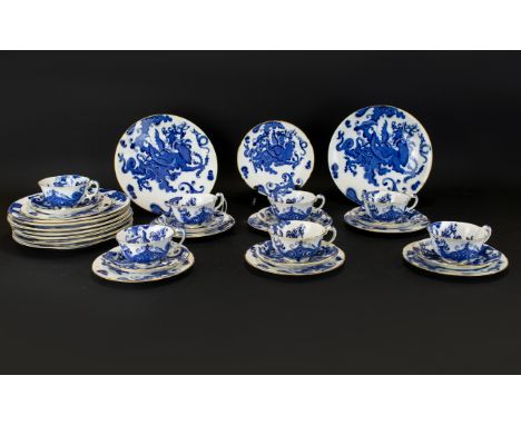 Royal Worcester Blue Dragon Design Part Tea Set To include eight, 9 inch, cake plates, eight side plates seven cups and seven