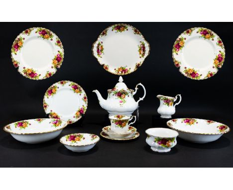 Good Collection of Old Country Roses Royal Albert Pottery, Consists of 4 Dinner Plates, 11 Desert Plates, 23 Tea Plates, 23 S