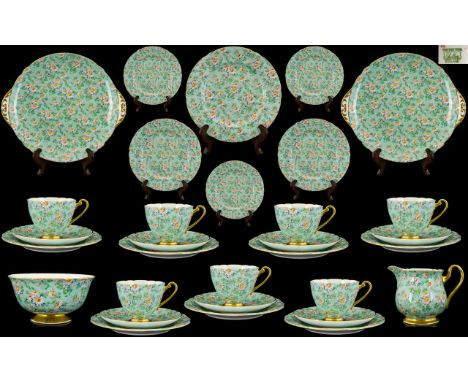 Shelley - 1930's Period Impressive Chintz ( 39 ) Piece Tea Service,  Late 1930's / Early 1940's Pattern No 13694, Ripon Shape