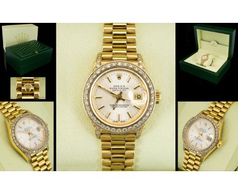 Rolex Ladies 18ct Gold Superb Quality Oyster Perpetual Date-Just / Automatic Chronometer Wrist Watch with President Bracelet 