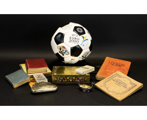 Box Of Collectables To Include Virginia Tobacco Cigarette Cards, UEFA Euro 2000 Football, Churchman's Cigarette Picture Card 