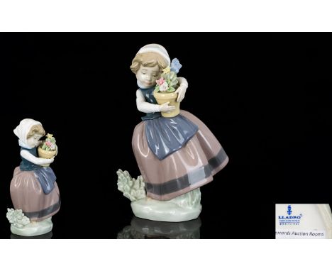 Lladro Porcelain Figure ' Spring Is Here ' Model No 5223. Issued 1984 - 2005, Sculptor Jose Puche. Height 6.5 Inches - 16.75 