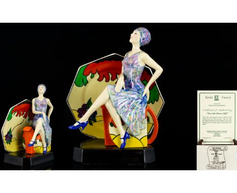 Kevin Francis Ltd Edition Numbered Hand Painted and Handmade Ceramic Figure - Titled ' Tea with Clarice Cliff ' Modelled by A