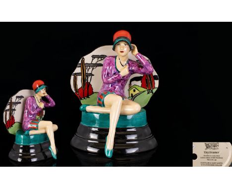 Peggy Davies - Ltd and Numbered Edition Art Deco Style Ceramic Hand Painted Sculpture ' Day Dreamer ' Modelled by Andy Moss. 