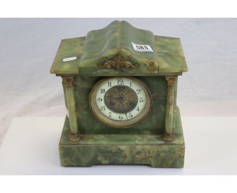 Victorian Onyx Architectural Mantle Clock together with a Smiths Electric Oak Cased Clock (damaged)