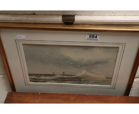 Abraham Hulk Jnr, antique watercolour, seascape with sailing boats to background, signed and labelled verso approx 48cm x 29c