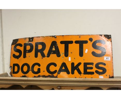 Vintage Enamel Advertising Sign ' Spratt's Dog Cakes ', 77cms long 