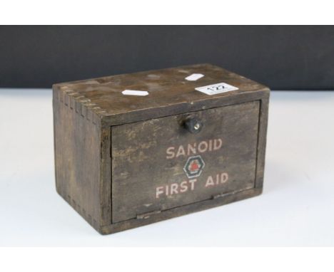 Early 20th century Small Wooden Sanoid First Aid Box, 19cms wide