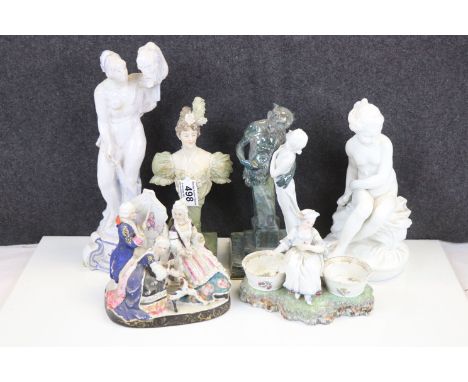 Six Continental Ceramic Figures and Figure Groups, 19th and 20th century, tallest 32cms high