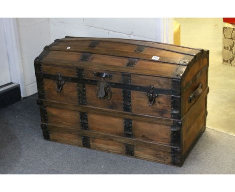 Large Victorian pine dome topped trunk 