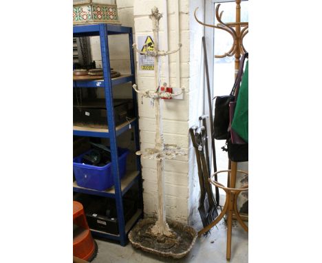 19th century Cast Iron Coat and Stick Stand in the manner of Coalbrookdale, some damage, 189cms high