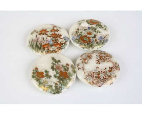 Four hand painted oriental ceramic buttons