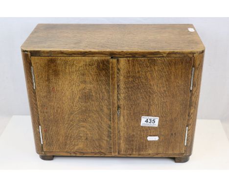 Art Deco 1930's Oak Smokers Cabinet, 38cms wide x 28cms high