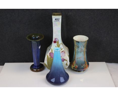 Collection of Four 20th century Ceramic Vase including Gebruder Heubach Vase with Iris Design 32cms high, 