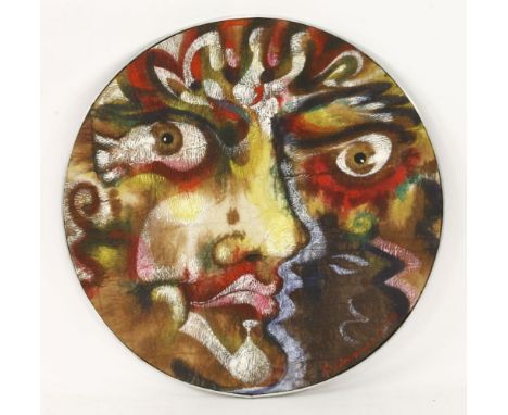 *Gabriel Weissmann (1944-1997)'JUPITER AND THETIS'Signed, inscribed and dated 1976 verso, oil on board56cm diameterBorn in Lo