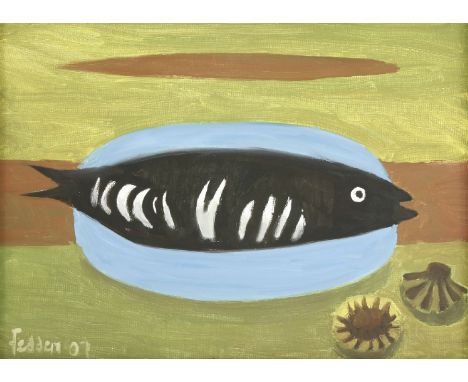 *Mary Fedden RA (1915-2012)A FISH ON A PLATTERSigned and dated 07 l.l., oil on canvas30 x 40cmFedden studied at the Slade Sch