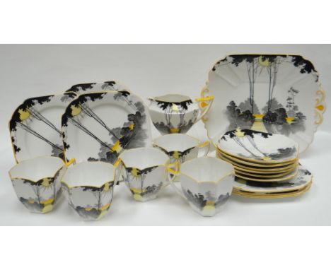 A nineteen-piece Shelley part-tea service in the 'Tall Trees' pattern 