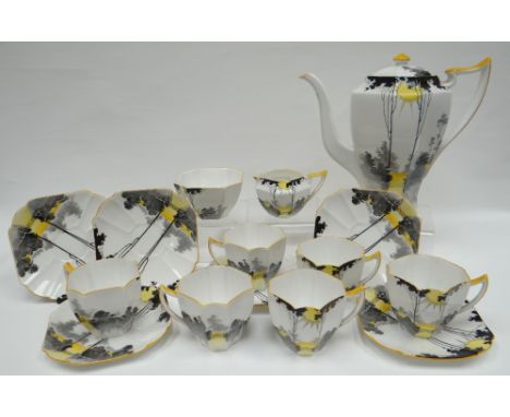 A fifteen-piece Shelley part-tea service in the `Tall Trees` pattern