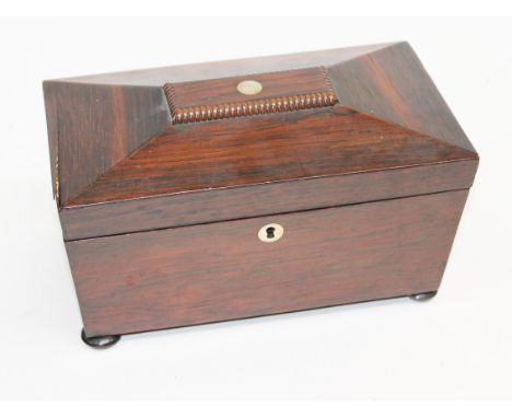 A 19th Century sarcophagus shaped tea caddy. L26cm