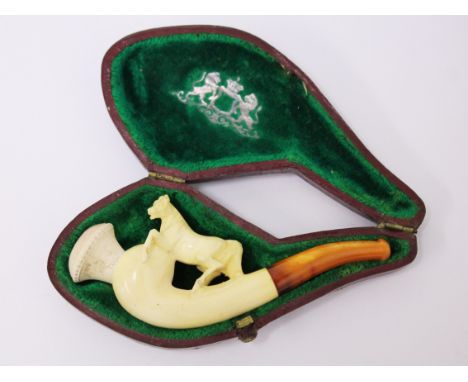 Am ivory, amber and meerschaum pipe. L9.5cm