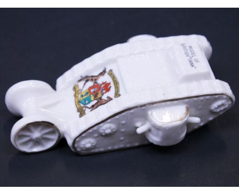 A Valentine & Sons crested china Model of British ÒTankÓ