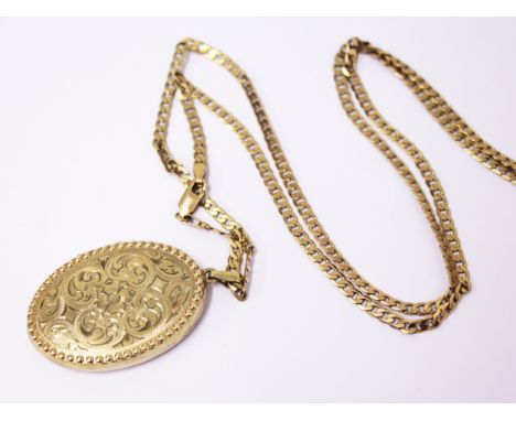 A 9ct gold chain and locket. Gross wt. 14.5g