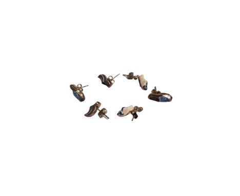 3 X SILVER &amp; ENAMEL SHOE EARRINGS 