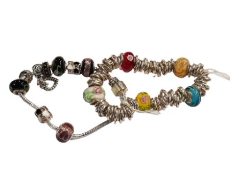 2 X ASSORTED BRACELETS WITH ENAMEL CHARMS 