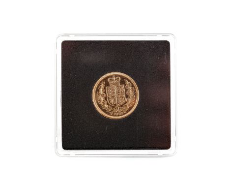 QUEEN ELIZABETH II 2002 GOLDEN JUBILEE PROOF HALF SOVEREIGN, re-drawn Royal Arms by Timothy Noad, the obverse with portrait o