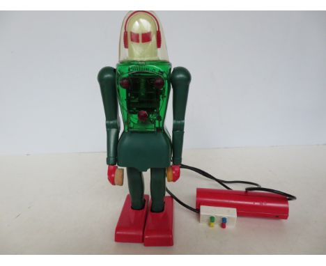 Mid 1960's DUX- ASTROMAN robot in original box (Antenna missing, 1 red lenes missing from back of robot). In full functioning