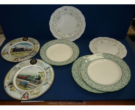Three Spode plates Holly tree pattern, two Coalport" Seaside specials "London and North  Western Railway and North Eastern Ra