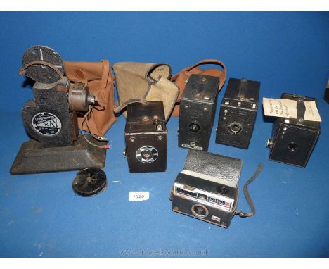 A quantity of boxed Cameras including Kodak no. 2 with instructions, Ensign E29 Kodak Hawkeye, Supreme Deluxe, old Ray projec