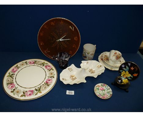 A quantity of china to include a Royal Worcester cake plate, a trio of Aynsley Coronation china, Staffordshire pin dish etc.