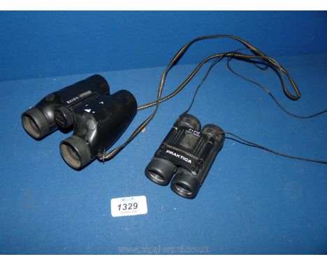 A set of Nikon 9 x 25 CF II Compact Binoculars together with a set of Praktica 8 x 21s Compact Binoculars.