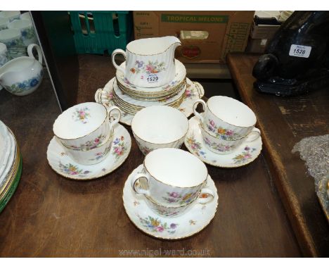 A Mintons 'Marlow' part Teaset, six place setting including bread and butter plate, milk jug and sugar bowl.