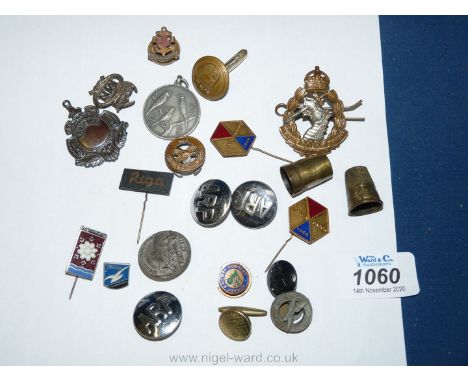 A quantity of military cap Badges and buttons, etc. including ARP, Royal Army Dental Corp, Air Training Corp, The Boys Brigad