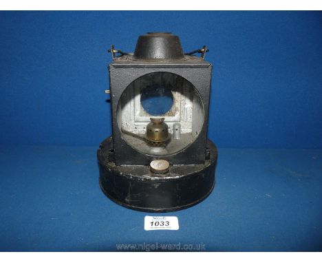 A 1940's B.R railway Lamp, with handle, 8'' tall.