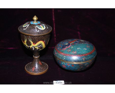 A Japanese cloisonne covered Goblet, first half of the 20th century, typically decorated with coiling dragons (in good condit