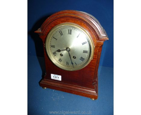 A Mahogany cased Bracket Clock with two train movement by Astral of Coventry, striking on a gong, the steel face having Roman