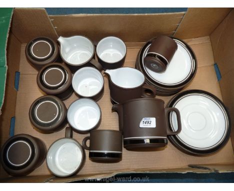 A Hornsea 'Contrast' 1978 part Tea/coffee service to include three cups, six sugar bowls (four with lids), trio of jugs, eigh