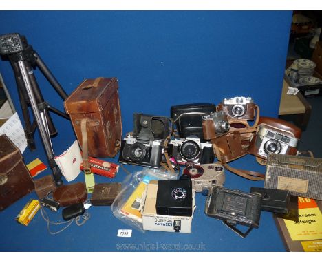 A large quantity of classic Cameras and equipment including a Certo Super Sport folding bellows Camera having a Carl Zeiss Je