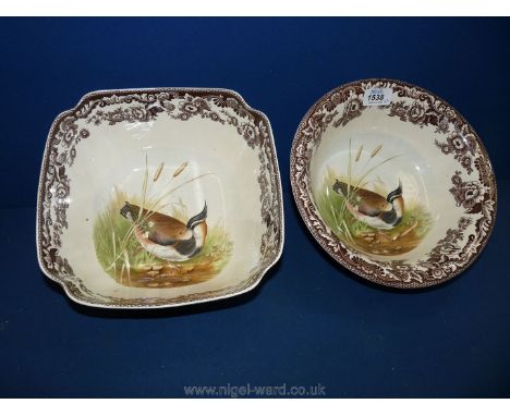 Two Spode woodland scene fruit Bowls, with snipe bird decoration.