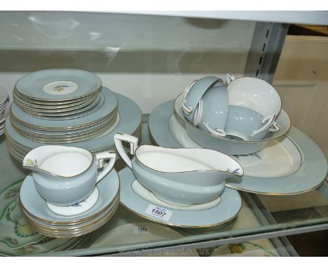 A Royal Worcester Woodland six setting dinner service, dinner, side, soup plates, sauce boat and saucer etc.