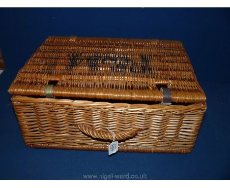 A Wicker Hamper stencilled 'F&amp;M' (Fortnum &amp; Mason).