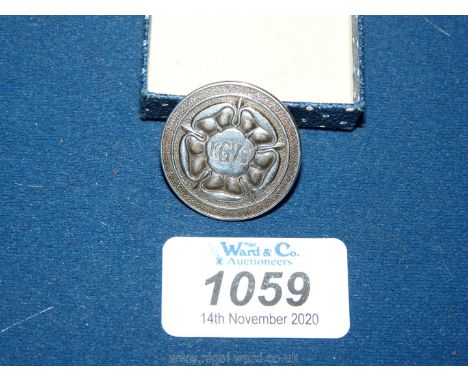 A Birmingham 1946 hallmarked badge for KGVS, the initials within the Tudor rose, makers Haseler and Restall.